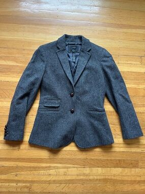 J. Crew wool gray tweed blazer suit jacket preppy Professor 6 classic schoolboy
